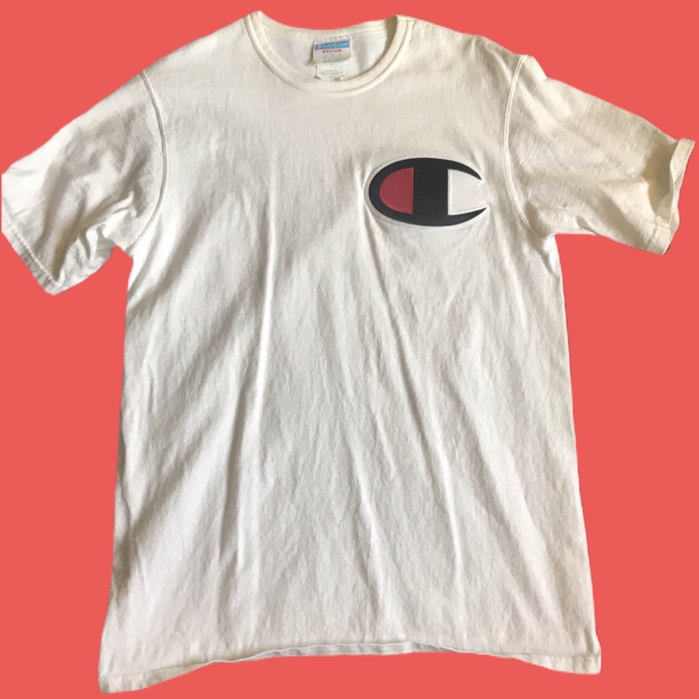 ‼️Champion White C Logo Tee